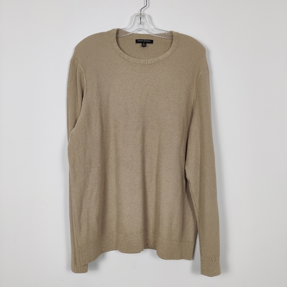 Banana Republic Men's Beige Sweater 100% Cotton Quiet Luxury Old Money